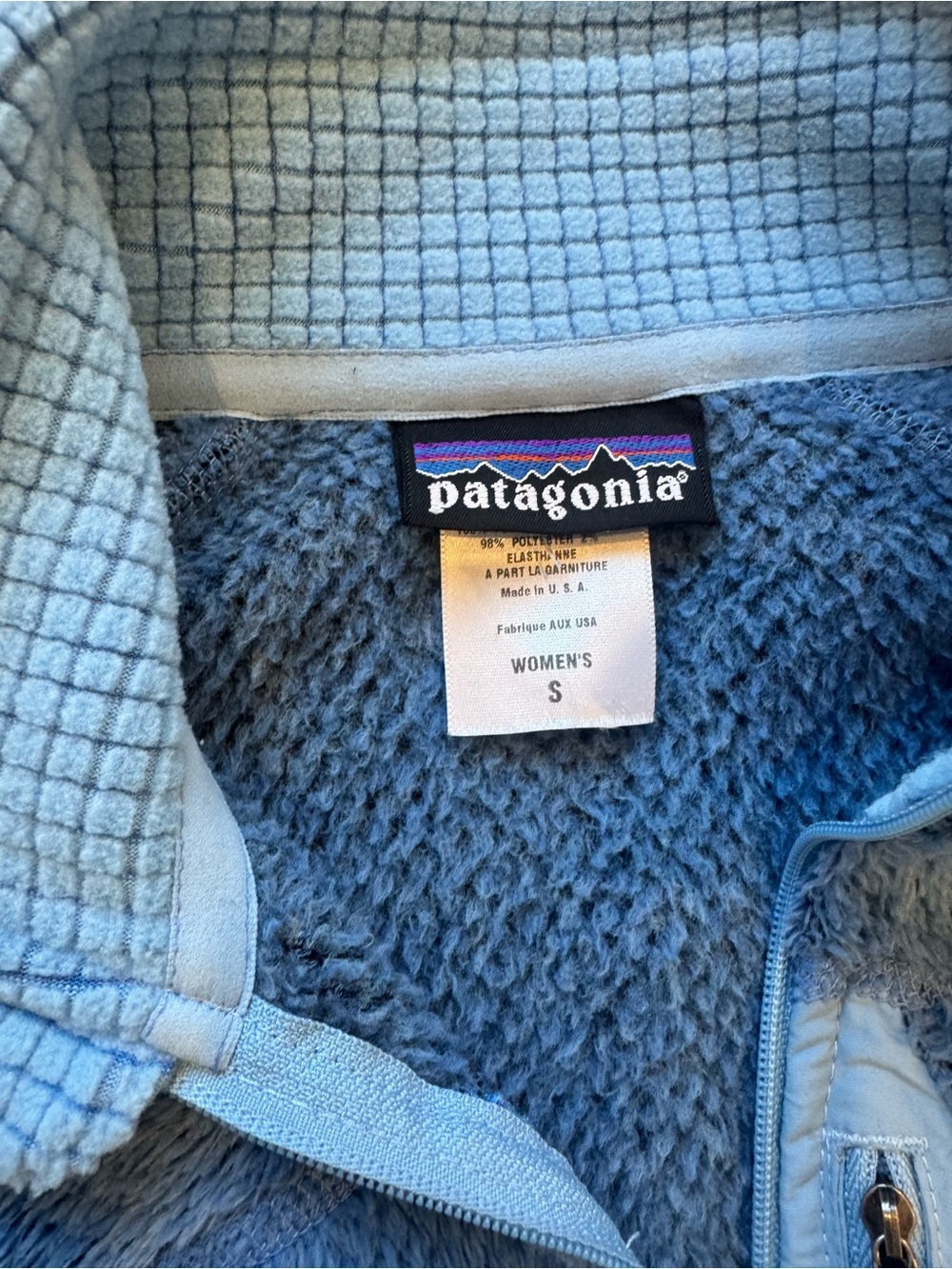 Patagonia vintage women’s R2 fleece lined Jacket small fuzzy full zip light blue - Picture 3 of 7